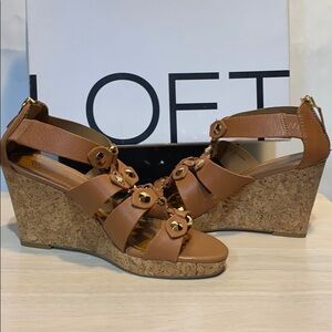 Ann Taylor Loft Studded Leather Wedge Sandals